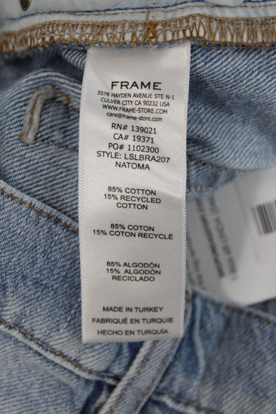 Frame Women Bermuda Shorts Light Blue Button Cotton Size 27