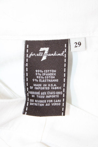 7 For All Mankind Women White Cotton Spandex Solid Beach Shorts Size 29