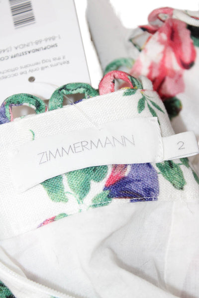 Zimmermann Womens Pleated Mini Linen Floral Skort White Size 2