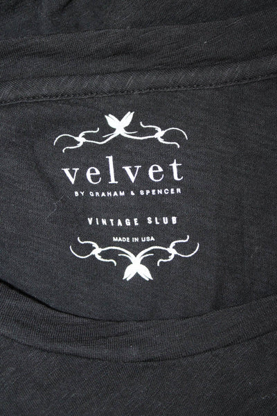 Velvet Women Basic Black Crew Neck Cotton Blend 3/4 Sleeve T-Shirt Size M