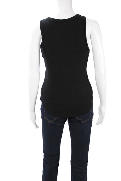 Michael Stars Womens Basic V-Neck Cotton Tank Black Sleeveless Size One Size