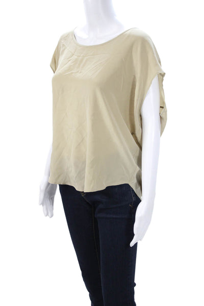 Emerson Thorpe Women Basic Sleeveless Round Neck Micromodal Blouse Beige Size S