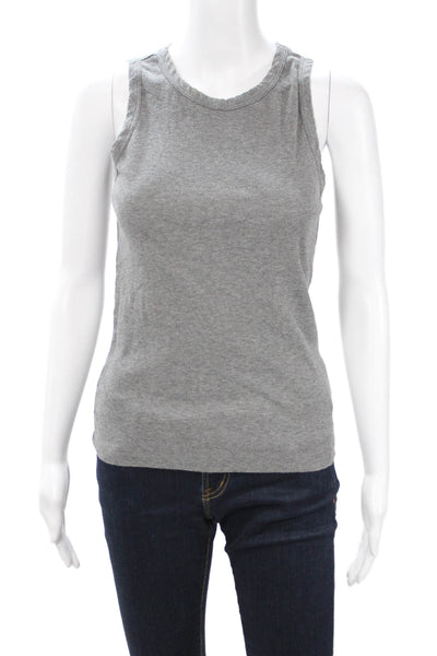 Velvet Women Basic Tank Top Gray Crew Neck Cotton Polyester Size S
