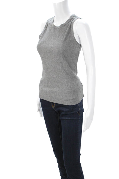 Velvet Women Basic Tank Top Gray Crew Neck Cotton Polyester Size S