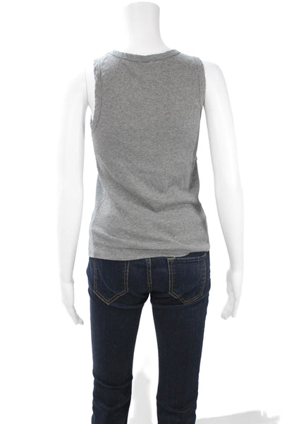 Velvet Women Basic Tank Top Gray Crew Neck Cotton Polyester Size S