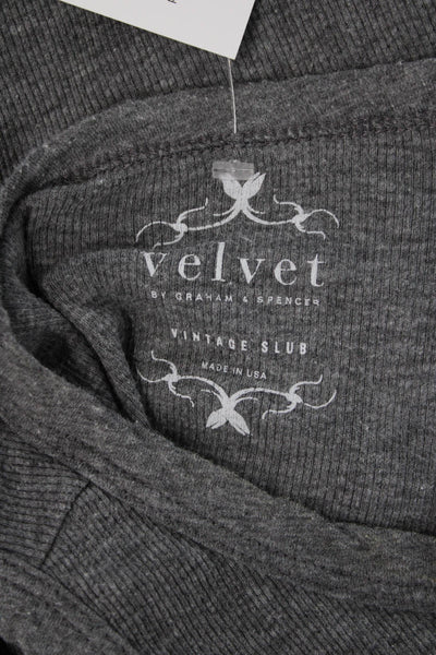 Velvet Women Basic Tank Top Gray Crew Neck Cotton Polyester Size S