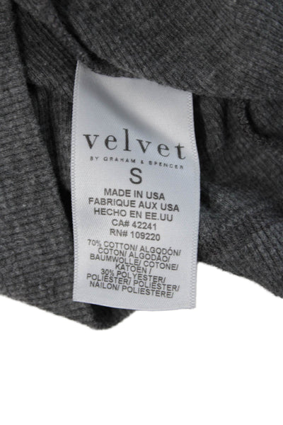 Velvet Women Basic Tank Top Gray Crew Neck Cotton Polyester Size S
