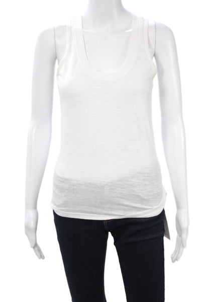 Monrow Womens Basic White Tank Round Neck Size S
