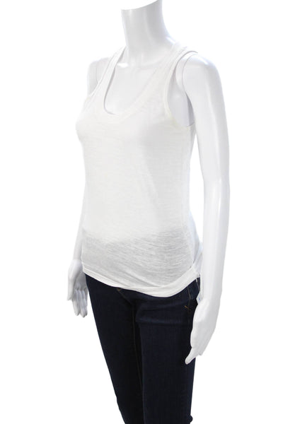Monrow Womens Basic White Tank Round Neck Size S