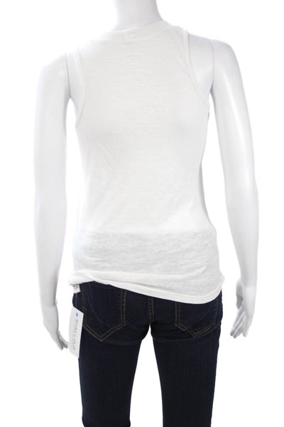 Monrow Womens Basic White Tank Round Neck Size S