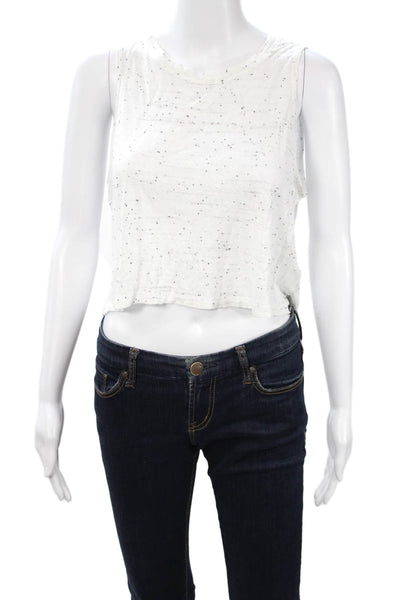 Koral Womens Cropped Tank White Polyester Crewneck Size S