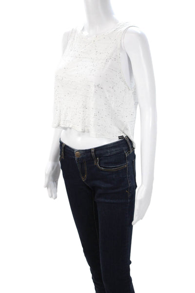 Koral Womens Cropped Tank White Polyester Crewneck Size S