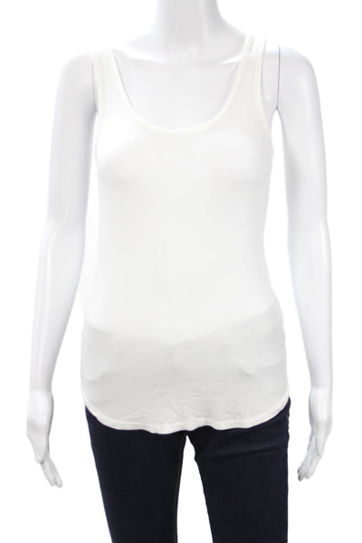 Splendid Women Basic Sleeveless Tank White Micro Modal Spandex Round Neck Size X