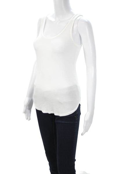 Splendid Women Basic Sleeveless Tank White Micro Modal Spandex Round Neck Size X