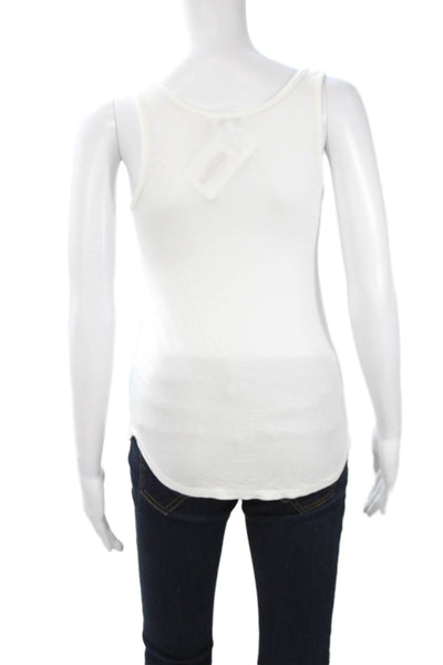 Splendid Women Basic Sleeveless Tank White Micro Modal Spandex Round Neck Size X