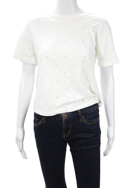 LNA Women White Basic Crew Neck Short Sleeve T-Shirt Size XS