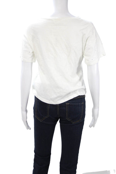 LNA Women White Basic Crew Neck Short Sleeve T-Shirt Size XS