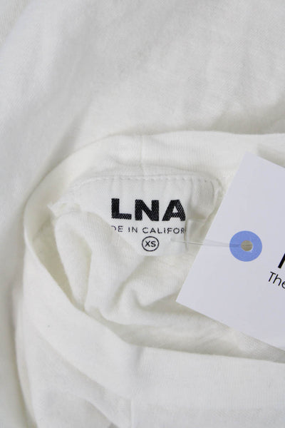 LNA Women White Basic Crew Neck Short Sleeve T-Shirt Size XS