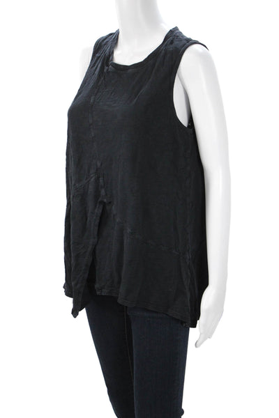Wilt Womens Sleeveless Tunic Tank Top Black Cotton Blend Crew Neck Size L