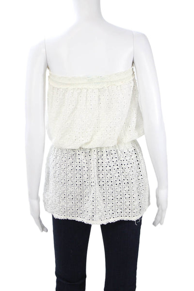 Melissa Odabash Women White Floral Cotton Sleeveless Tunic Drawstring Size S
