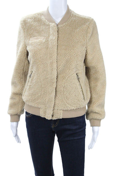 Levi Strauss & Co Womens Beige Bomber Jacket Zip Size XS
