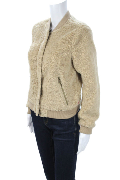 Levi Strauss & Co Womens Beige Bomber Jacket Zip Size XS