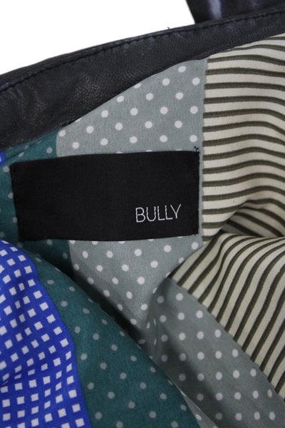 Bully Women Biker Jacket Dark Gray Collared Zip Long Sleeve Graphic Size 44