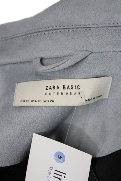 Zara Basic Womens Biker Jacket Light Blue Long Sleeve Size XS