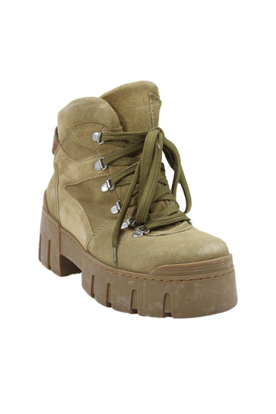 Isabel Marant Womens Lace Up Block Heel Platform Combat Boots Brown Suede 39