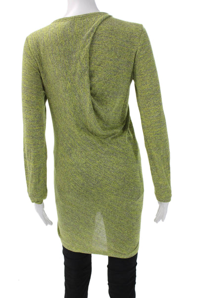 T Alexander Wang Women Green Long Sleeve Tunic Top Round Neck Size S