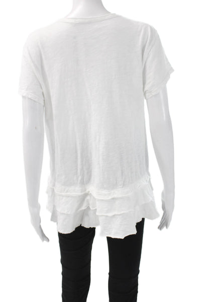Wilt Women Tunic T-Shirt White Cotton Short Sleeve Round Neck Bohemian Size L