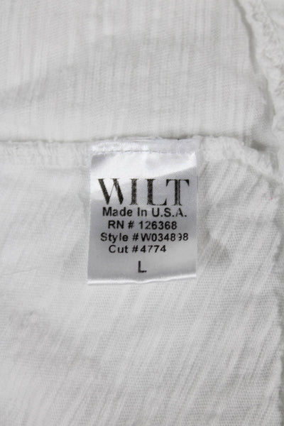 Wilt Women Tunic T-Shirt White Cotton Short Sleeve Round Neck Bohemian Size L