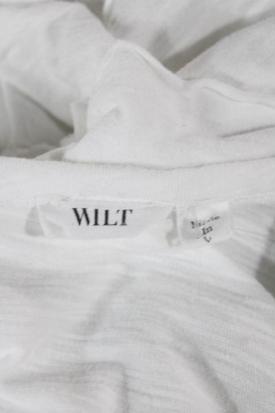 Wilt Women Tunic T-Shirt White Cotton Short Sleeve Round Neck Bohemian Size L