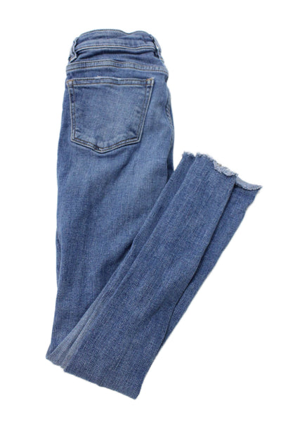 DL1961 Girls Cotton Ripped Zippered Medium Wash Skinny Jeans Blue Size 7