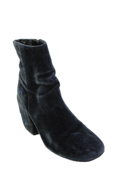 Kenneth Cole New York Womens Embroidered Ankle Boots Blue Size 7.5 Medium