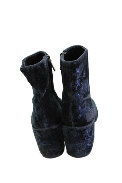 Kenneth Cole New York Womens Embroidered Ankle Boots Blue Size 7.5 Medium