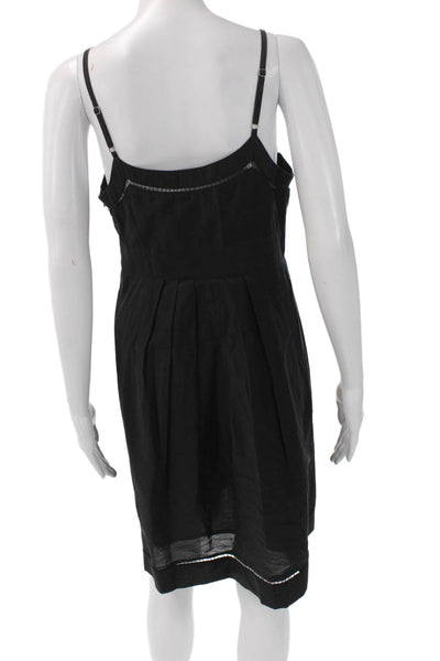 Theory Womens Black Cotton V-Neck Slip Dress Sleeveless Short Zip Size 8