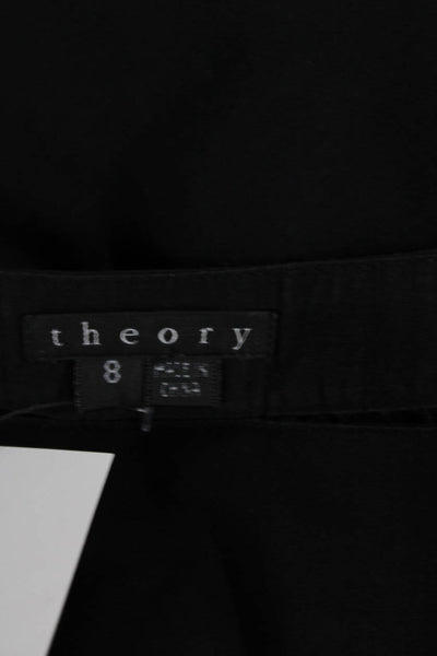 Theory Womens Black Cotton V-Neck Slip Dress Sleeveless Short Zip Size 8