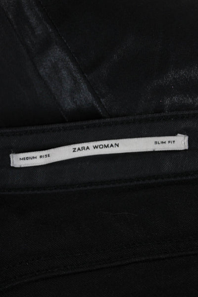 Zara Woman Womens Ankle Jeggings Black Biker Cotton Blend Inseam 28 Size 8