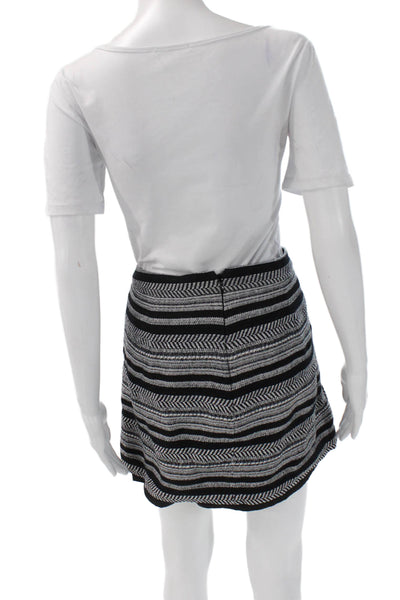 J Crew Women Black Herringbone Wrap Mini Skirt Size 8