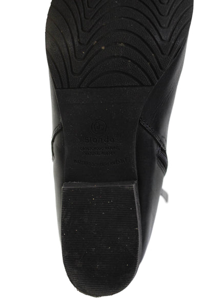 Blondo Womens Leather Side Zip Ankle Boots Black Size 8M