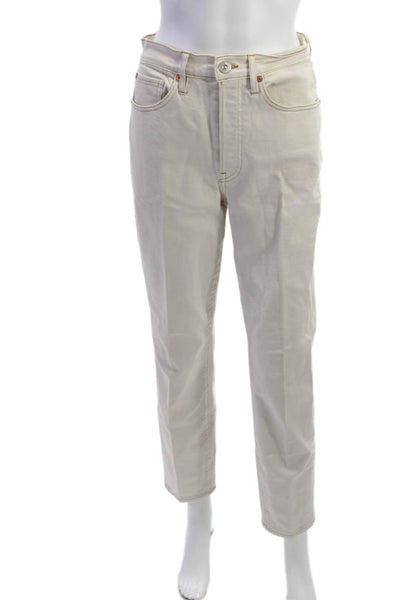 3x1 NYC Womens Ankle Cropped High Rise Beige Jeans Size 28