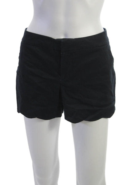 Club Monaco Womens Black Solid Button Front Cotton Stretch Shorts Size 6