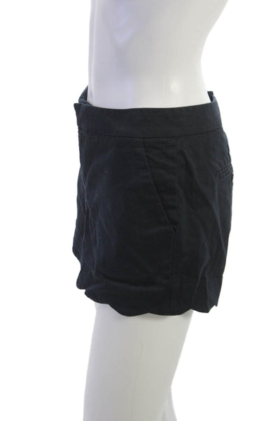 Club Monaco Womens Black Solid Button Front Cotton Stretch Shorts Size 6