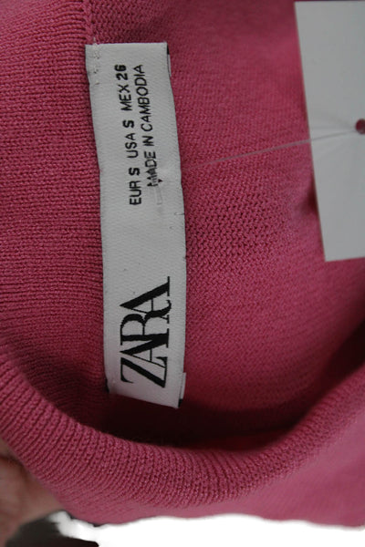 Zara Womens Pink Collared Shirt Dress Short Sleeve Mini Viscose Blend Size S