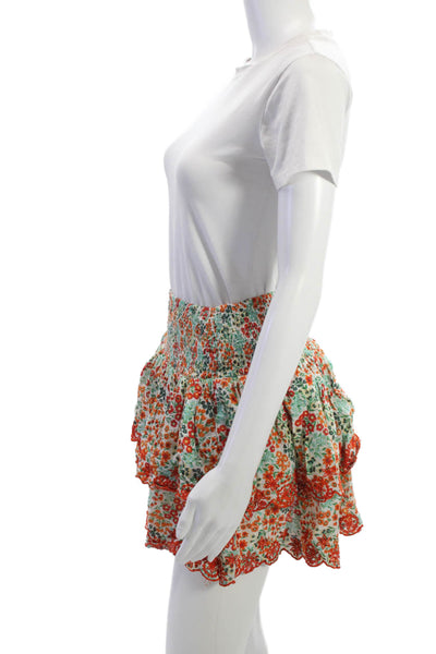 Lara Ethnics Womens Peasant Mini Skirt Green 100% Cotton Size One Size
