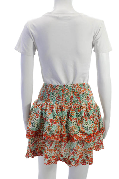 Lara Ethnics Womens Peasant Mini Skirt Green 100% Cotton Size One Size