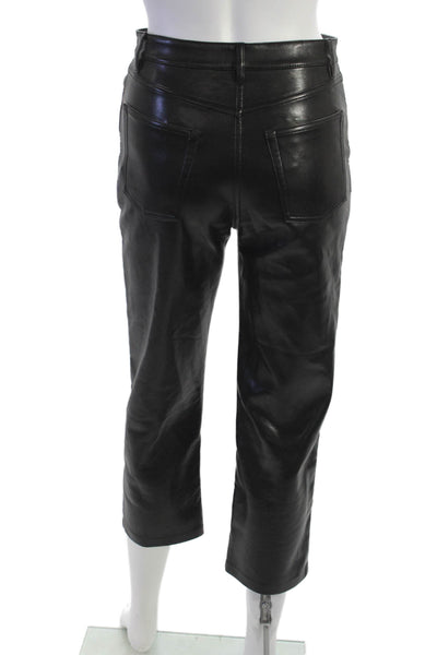 Wilfred Women Cropped Ankle Biker Pants Black Polyurethane Blend Size 2