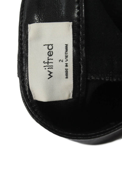 Wilfred Women Cropped Ankle Biker Pants Black Polyurethane Blend Size 2