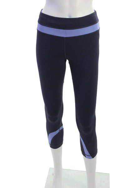 Lululemon Women Capri Cropped Nylon Blend Leggings Dark Blue Zip Size 4